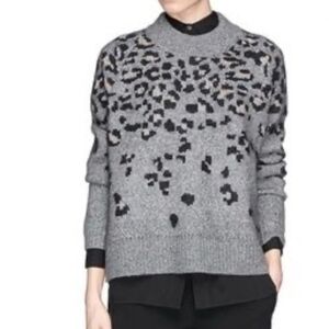 Rag & Bone Wool Alpaca Mohair Gray Leopard Print Crewneck Sweater Size XS